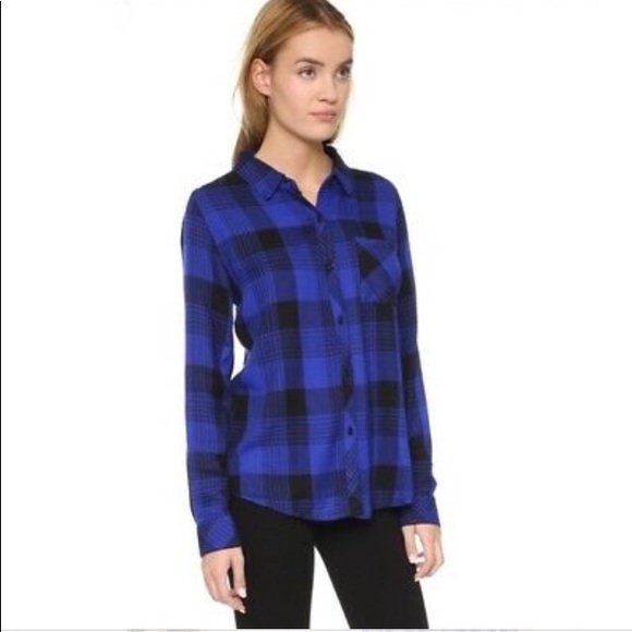 Rails Tops - Rails Plaid Flannel Blue Size Medium Buttondown